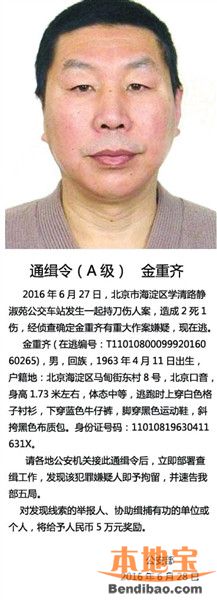 北京海淀公交站杀人犯最新消息：嫌疑人金重齐被找到,但已自杀身