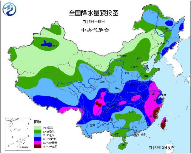 2016年7月6日未来十天全国天气预报:台风尼