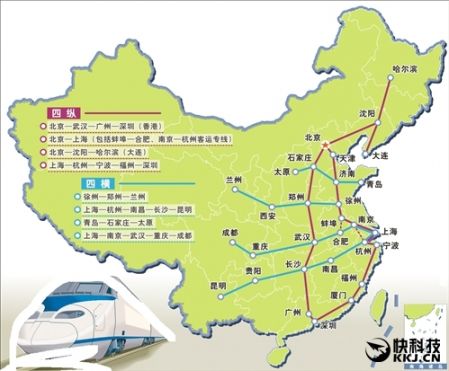 中国高速铁路网中长期规划示意图2030详细内容公布