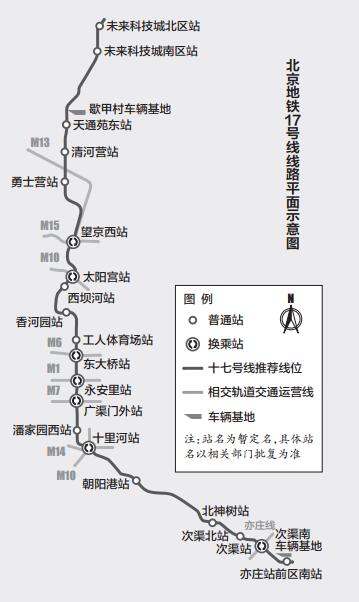 北京地铁17号线线路平面示意图