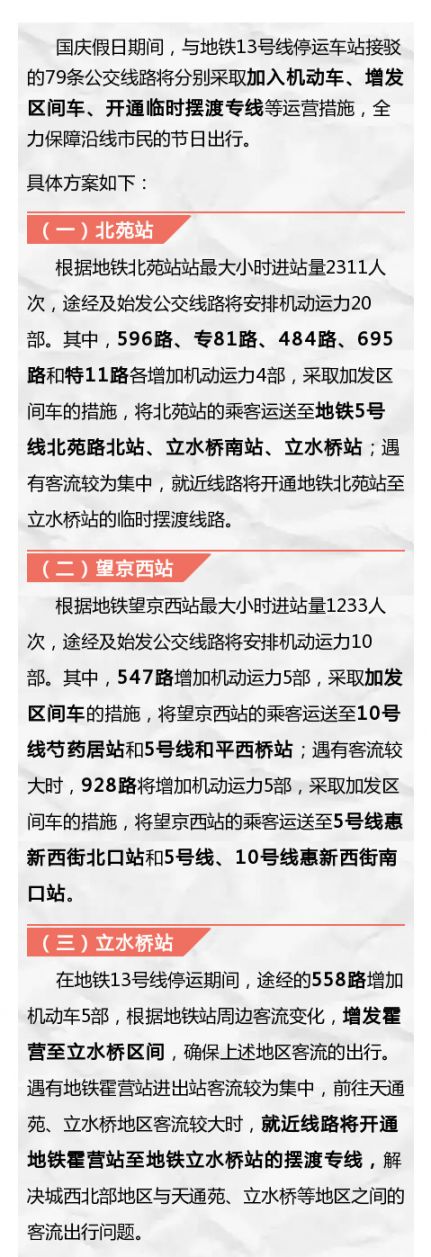2016十一期间北京地铁13号线停运时间及停运