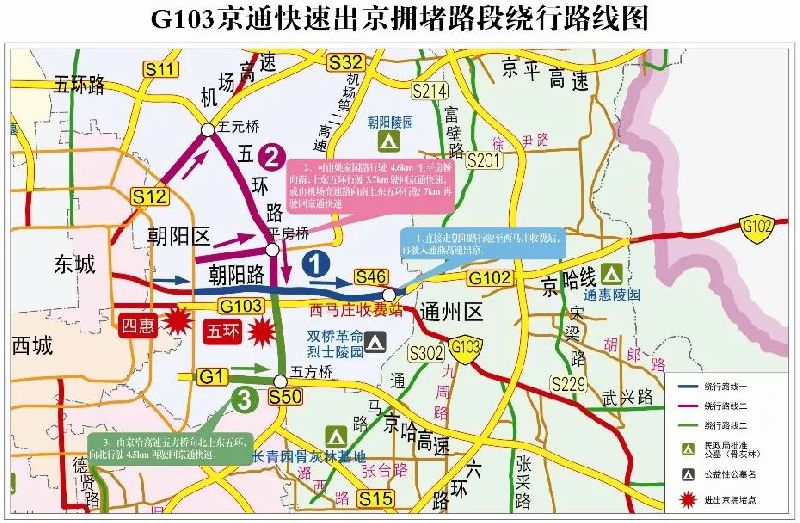 路段绕行线路图   预计g6京藏高速,g4京港澳高速,g106京开高速,s11京