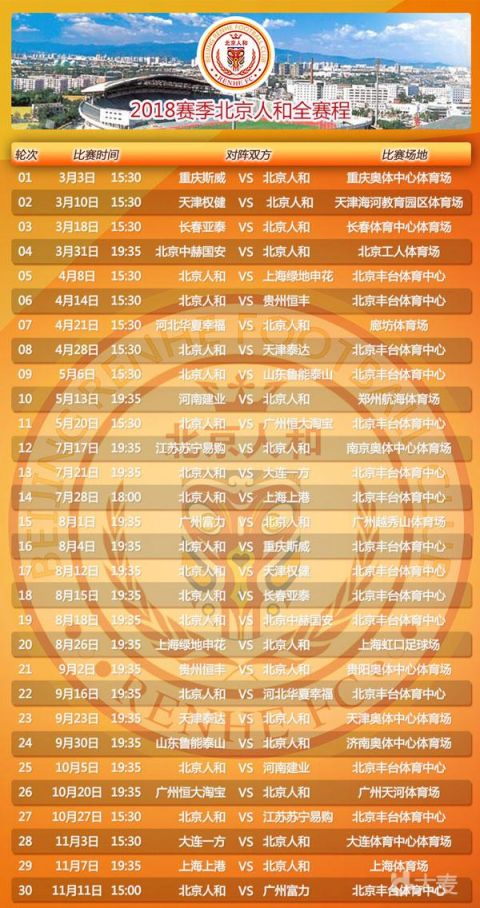 2018赛季北京人和足球赛事全攻略（时间地点 门票 赛程安排）
