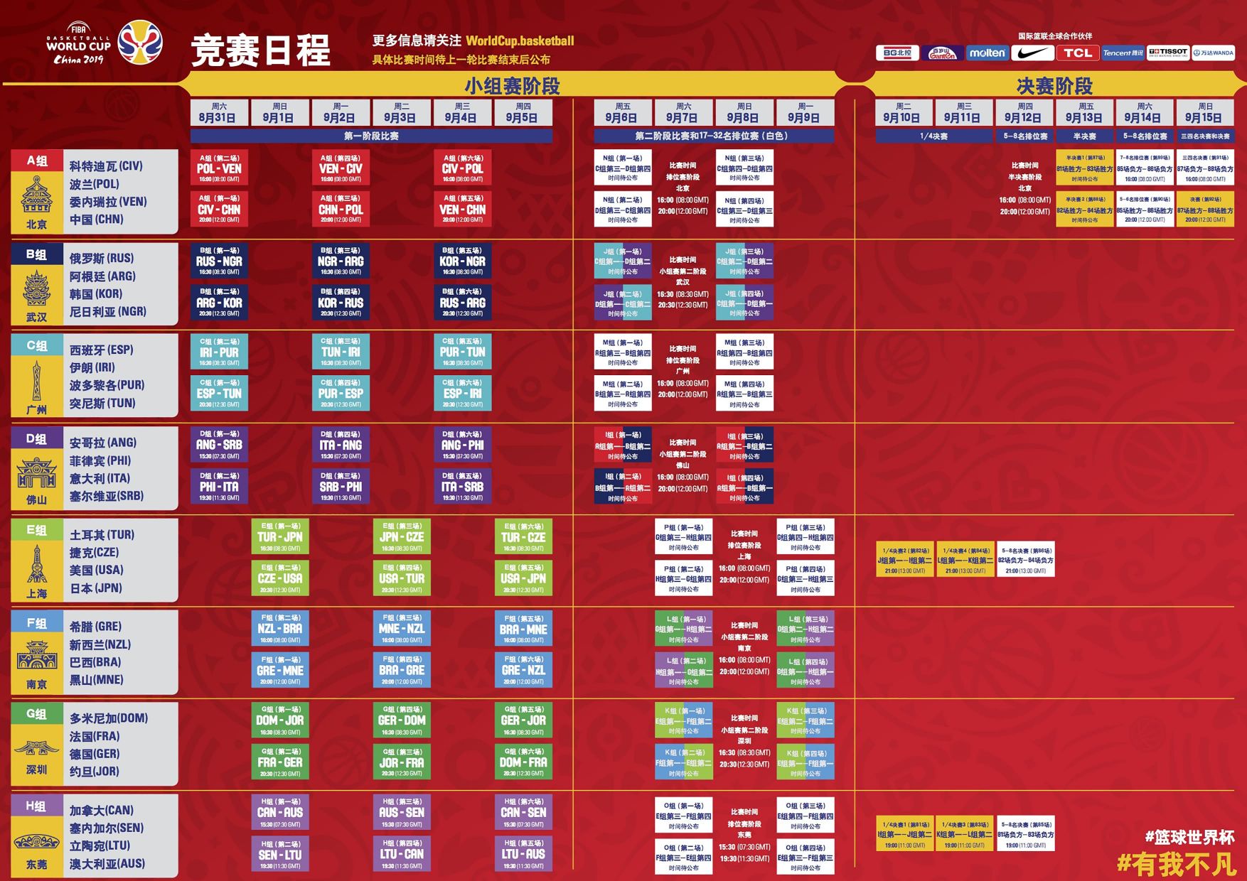 2019年9月4日男篮世界杯赛事直播入口(附对战国家名单) 北京本地宝