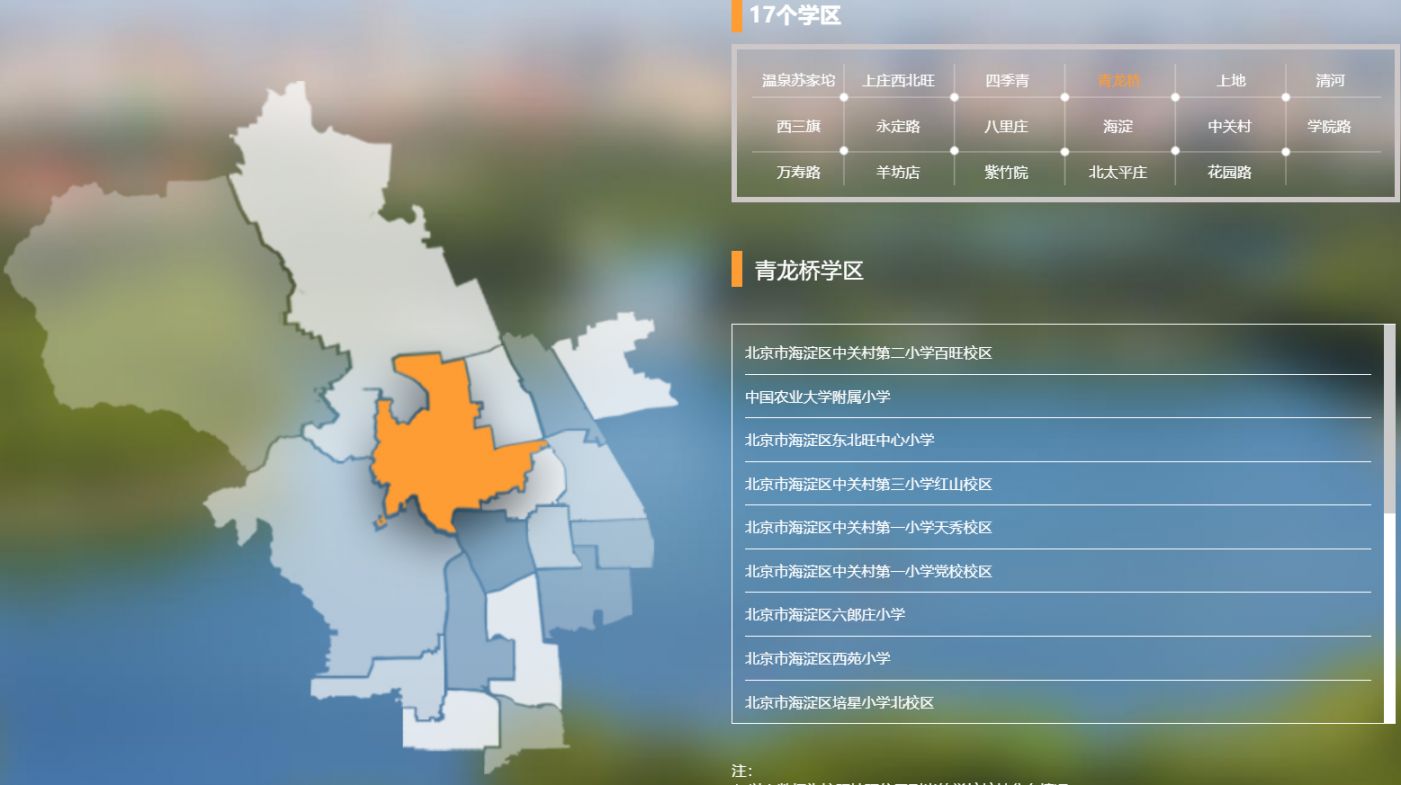 北京海淀青龙桥学区中小学学校名单