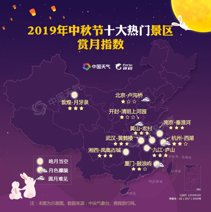 2019全国中秋赏月地图