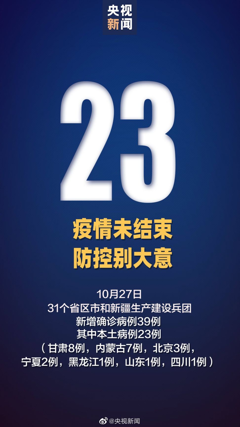 10月27日31省区市新增23例本土确诊病例 北京新增3例