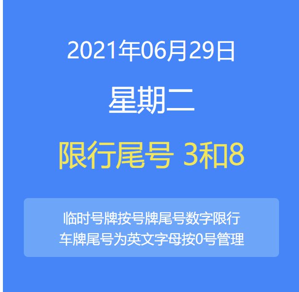 2021年6月29日北京限号多少?附交通管制