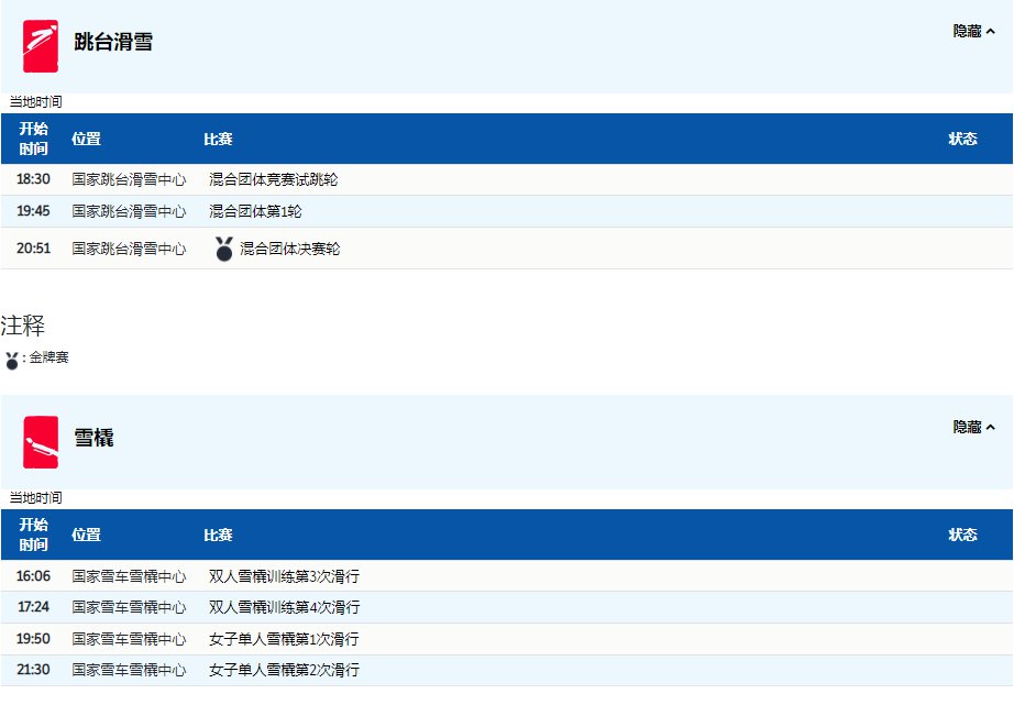 2022年2月7日北京冬奥会比赛项目(赛程看点)