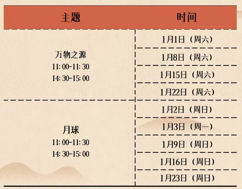 022年1月北京天文馆活动汇总（剧场节目+讲座）"