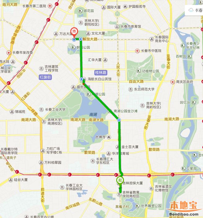 长春交通 长春热门地图 长春交通地图 > 长春高速客运站到吉大一院