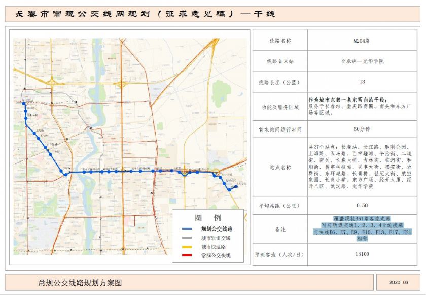 长春公交 > 长春公交干线m204路路线图及站点设置   备注:覆盖现状361