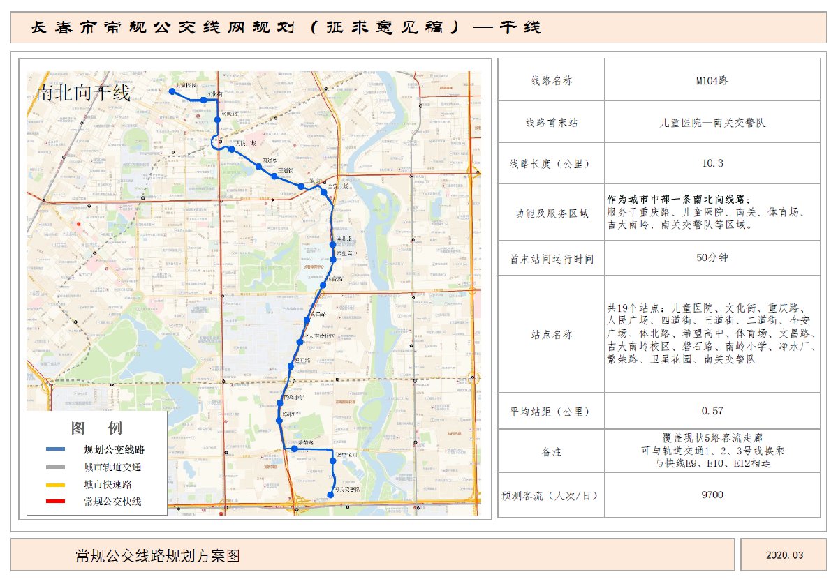 长春公交干线m104路路线图及站点设置