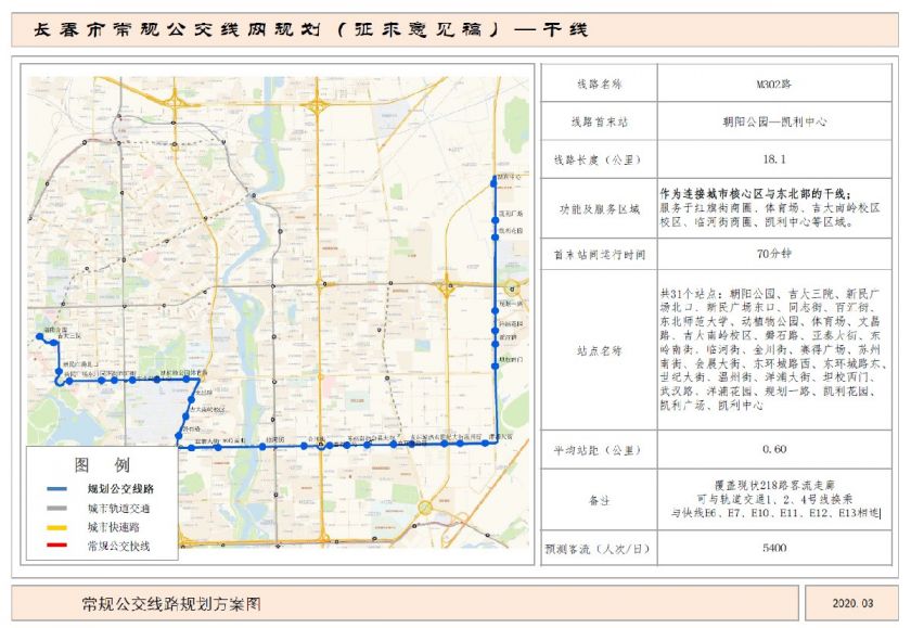 长春公交干线m302路路线图及站点设置