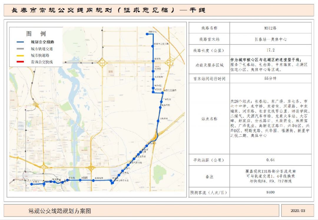 长春公交干线m312路路线图及站点设置