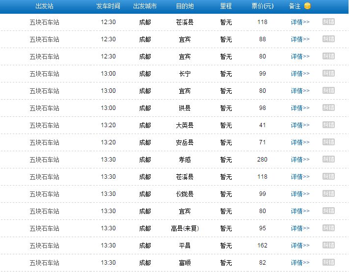 成都五块石汽车站交通及发车时刻表