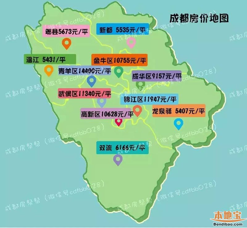 2016年成都4月房价地图(主城区 郊县)图片