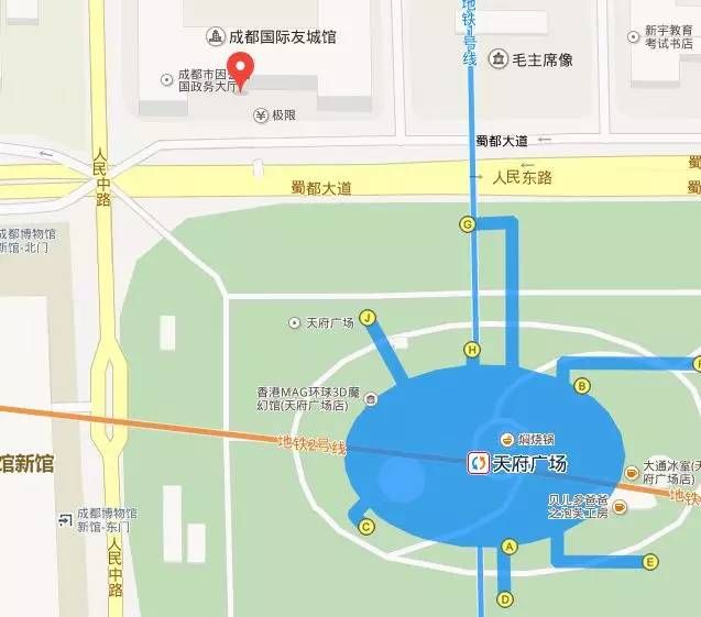 交通指南:地铁2号线天府广场g出口温馨提示:微信搜索公众号成都本地宝