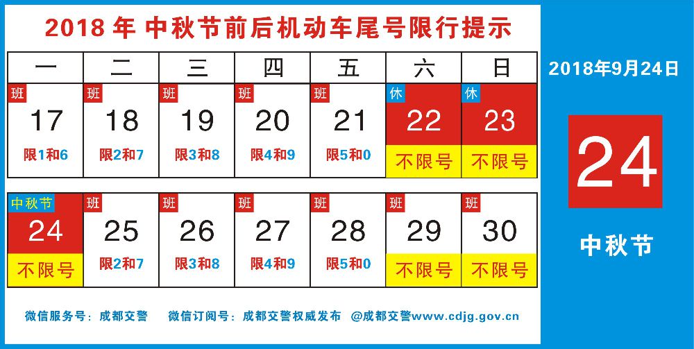 2018成都中秋節出行提示