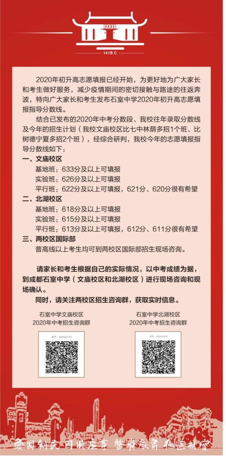 2020成都石室中學中考分數線