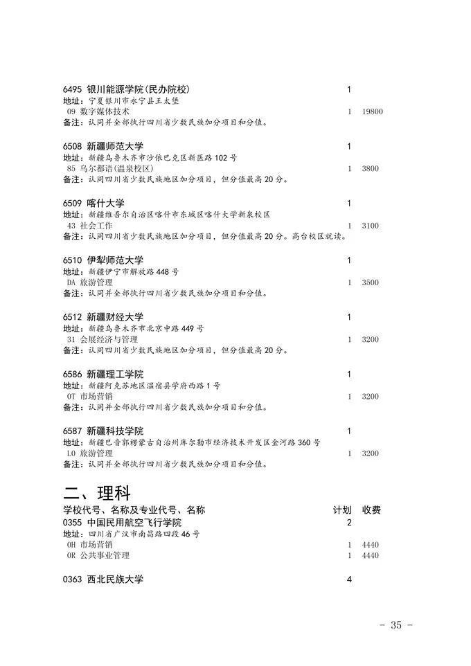 2020四川省二本未完成計劃院校征集志愿