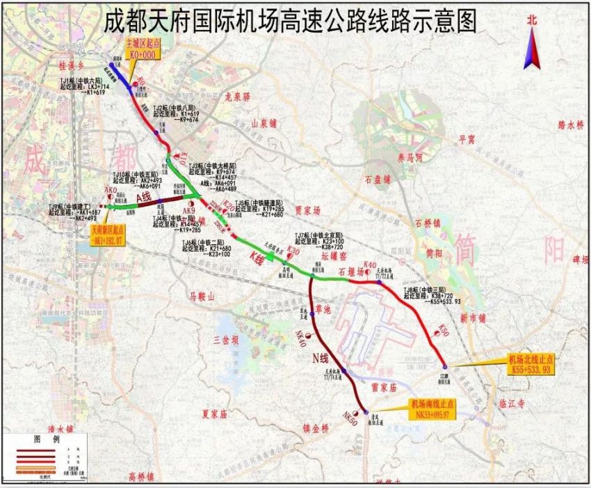 根据规划,新机场高速主线长56.3公里,天府连接线长10.