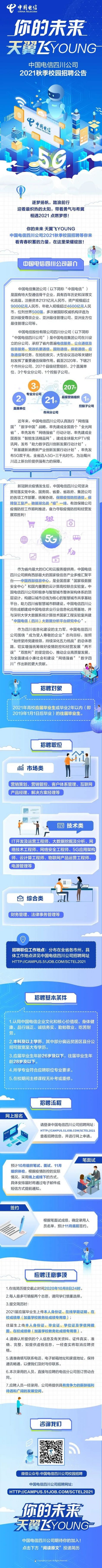 中國電信四川公司2021秋季校園招聘（時間 崗位 要求）