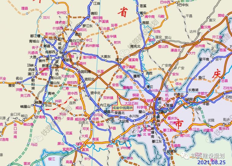 成渝中线高铁规划走向图