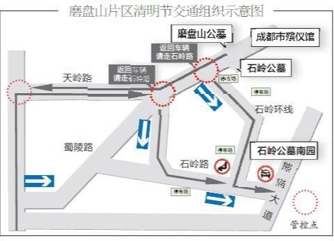 成都磨盤山、石嶺公墓2021清明掃墓臨時交通管控措施