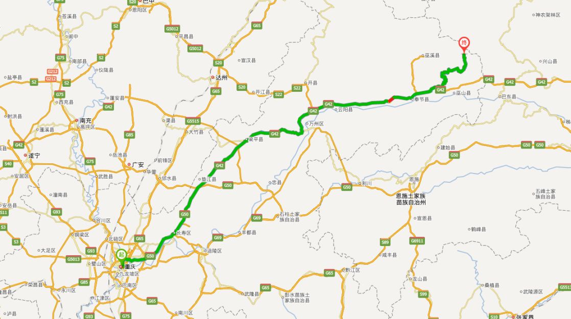重庆当阳大峡谷路线图(自驾+景区)