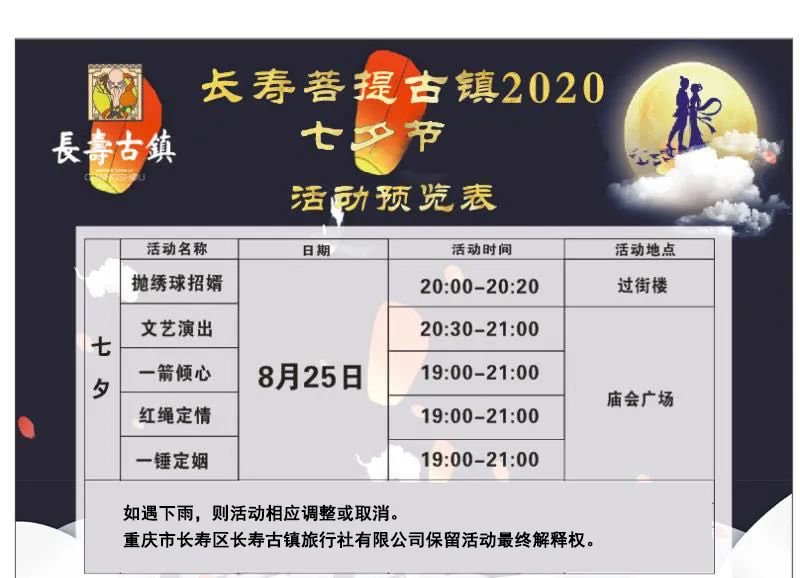 2020重庆长寿菩提古镇七夕活动时间、内容