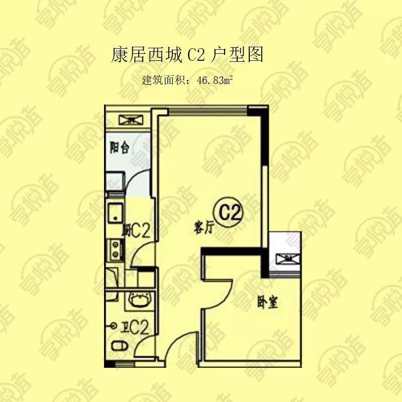 重庆公租房 > 重庆康居西城公租房户型图(面积 楼型) d4 二室一厅 58