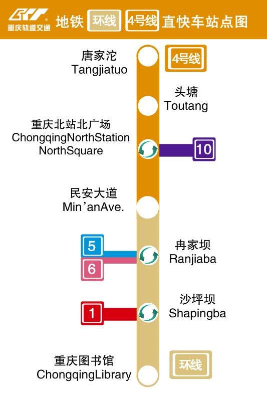 重庆轨道环线4号线互联互通怎么乘坐？