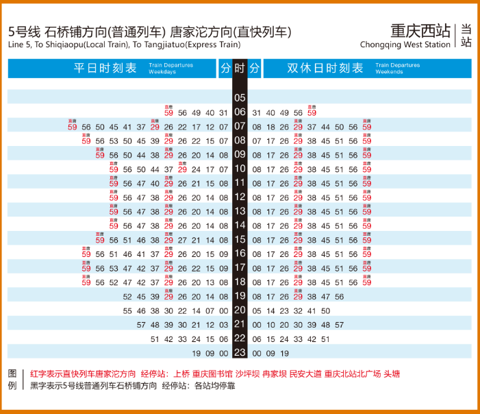 重庆直快列车时刻表（超全）