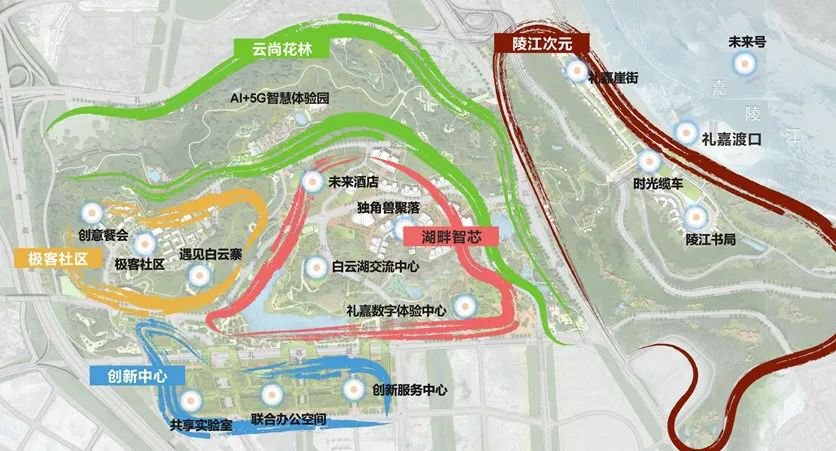礼嘉智慧公园总体规划示意图,图源:两江产业集团