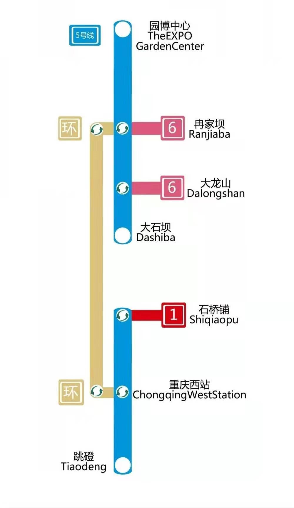 重庆地铁5号线(站点 路线图 换乘站点 时刻表)