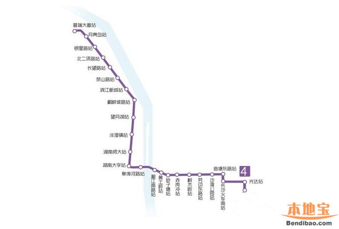 长沙地铁4号线线路图- 长沙本地宝