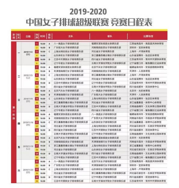 2019-2020中国女排超级联赛直播视频回放