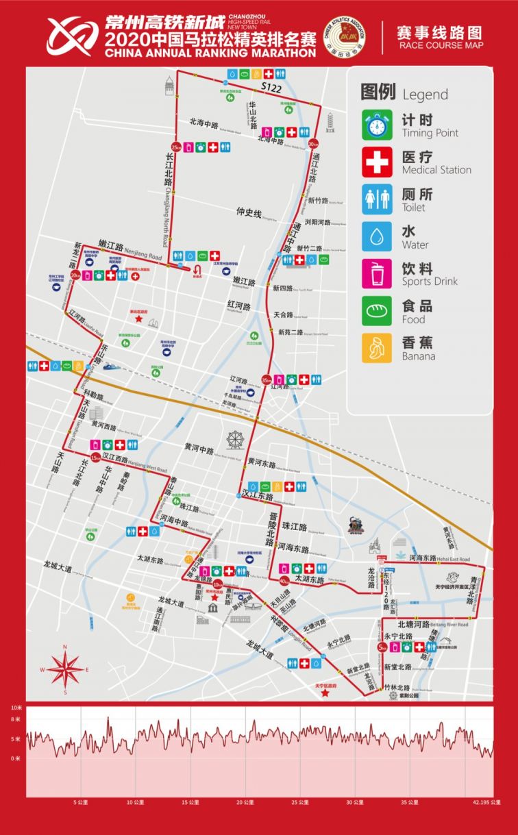 2020年中国马拉松精英赛路线图