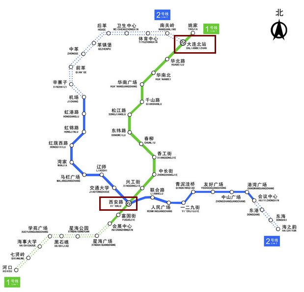 大连地铁1号线一期的重要站点有哪些