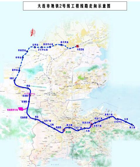 2016大连地铁2号线线路图