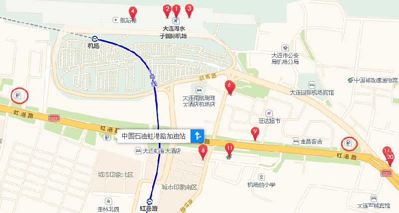 停车场 (位置请查看地图内序号)   1,大连周水子国际机场