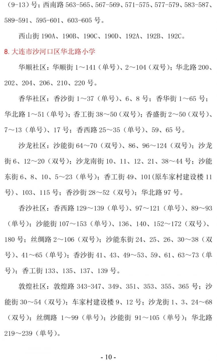 大连沙河口区学区划分2020