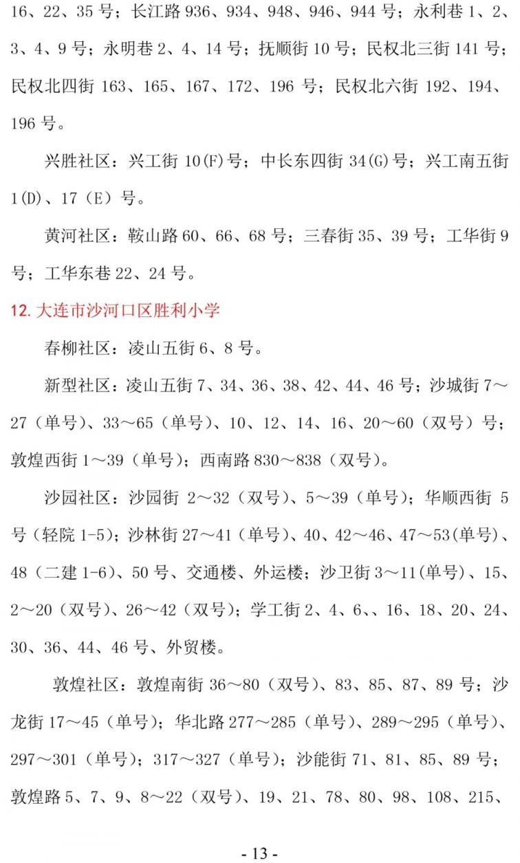 大连沙河口区学区划分2020