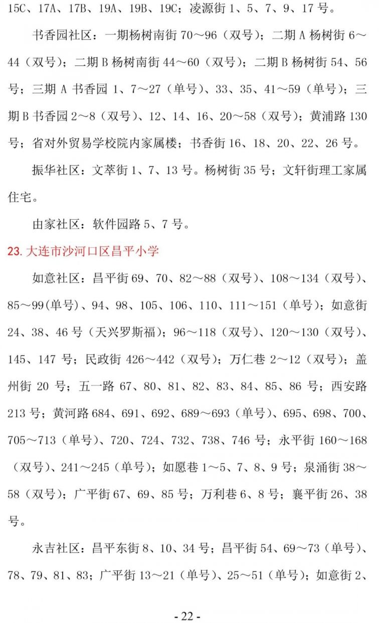 大连沙河口区学区划分2020