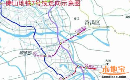 广州地铁7号线西延顺德段走向线路图