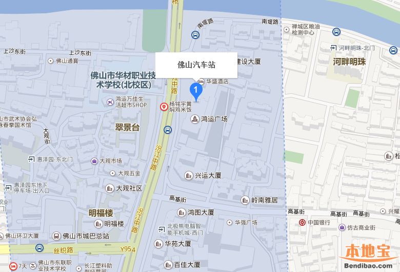 佛山汽车站(鸿运汽车站)地图