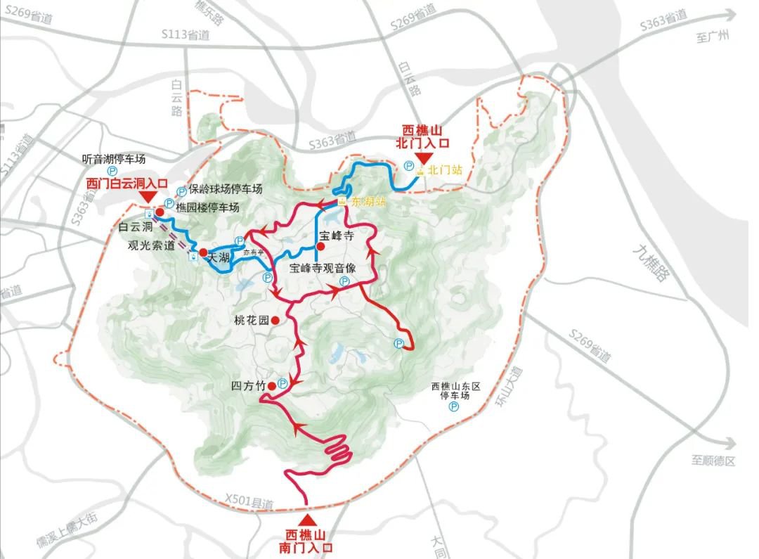 自驾车登山游客线路图