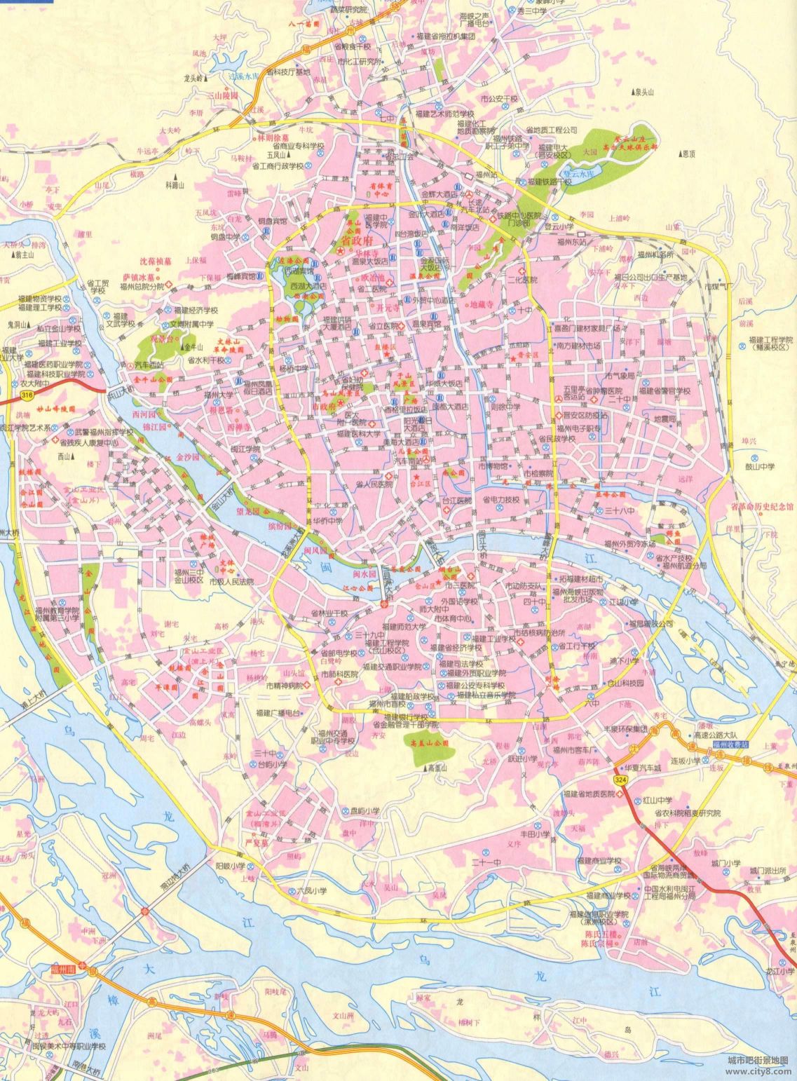 福州交通 福州高清地图 > 福州地图全图高清版    福州市区地图高清版