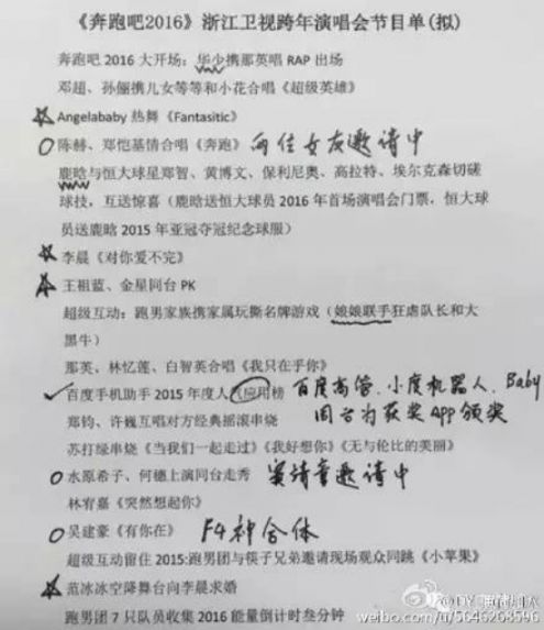 2015-2016浙江卫视跨年演唱会节目单完整版